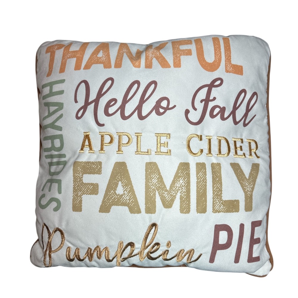 Fall Decorative Throw Pillow Thanksgiving Hello Fall 18 x 18 Sofa Bedroom Decor‎
